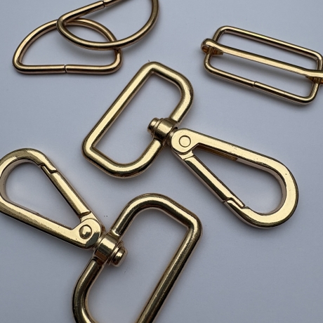 Taschenset 30 mm gold / rosAgold Karabiner D-Ringe + Schieber