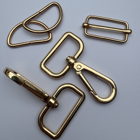 Taschenset 30 mm gold / rosAgold Karabiner D-Ringe + Schieber