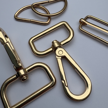 Taschenset 30 mm gold / rosAgold Karabiner D-Ringe + Schieber