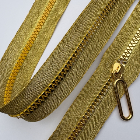 Reißverschluss gold + Zipper 5mm Knochen-Reißverschluss
