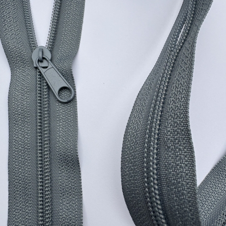 Reißverschluss grau / mittelgrau & 4x Zipper 5 mm Spirale Endlos 