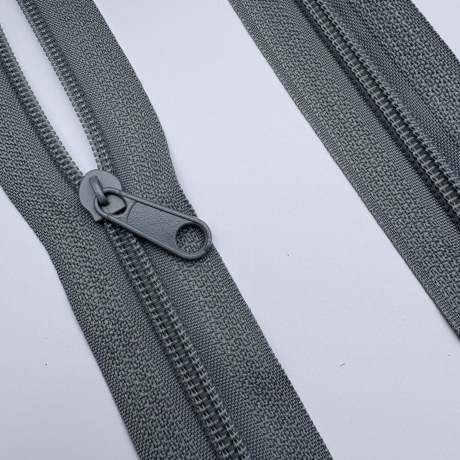 Reißverschluss grau / mittelgrau & 4x Zipper 5 mm Spirale Endlos 