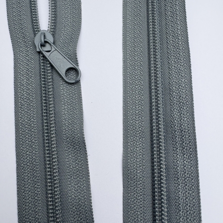 Reißverschluss grau / mittelgrau & 4x Zipper 5 mm Spirale Endlos 