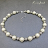 Kette kurz Perlen weiß silberfarben Perlenkette