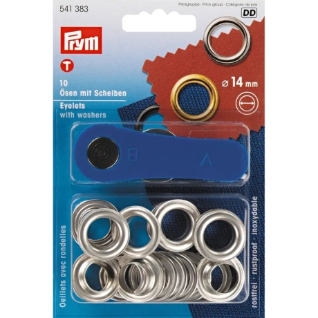 Ösen mit Scheiben Silber 14mm/Prym 541383