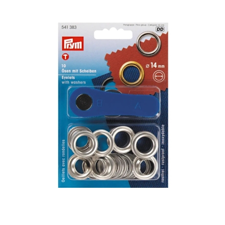 Ösen mit Scheiben Silber 14mm/Prym 541383