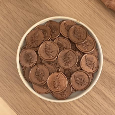 3 Wachssiegel Briefsiegel • Farnblatt • kupfer Vintage