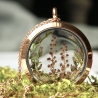 Kette Blüten Moos rosegold Medaillon Edelstahl Terrarium Geschenk