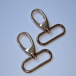 2x Karabinerhaken 40 mm / 38 mm gold -neu-
