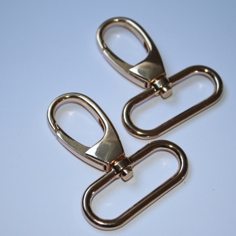 2x Karabinerhaken 40 mm / 38 mm gold -neu-