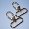 2x Karabinerhaken 40 mm / 38 mm gold -neu-