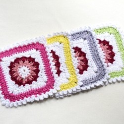 4er Set gehäkelte Untersetzer | Mug Rug | Gläser | Tassen