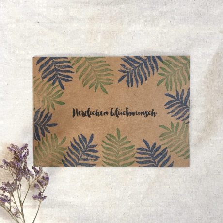 Herzlichen Glückwunsch • Postkarte mit Umschlag Geburtstag