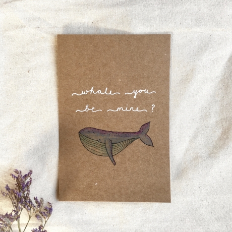 Whale you be mine? • Postkarte Grußkarte mit Umschlag • Wal