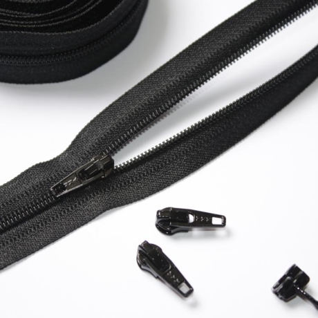 YKK Reißverschluss schwarz ab 50 cm & Zipper 3mm Schiene grau