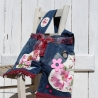 Unikat Tasche mit Rosen Dekor und Spitzenborte in Fuchsia Pink