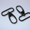 2x Karabinerhaken 40/38 mm schwarz-silber formschön für Taschen
