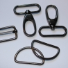 Set 40 / 38 mm schwarz-silber Karabiner Schieber D-Ring