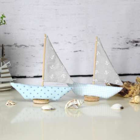 2er Set kleine Segelboote ~ Stoffdeko | Geschenkidee