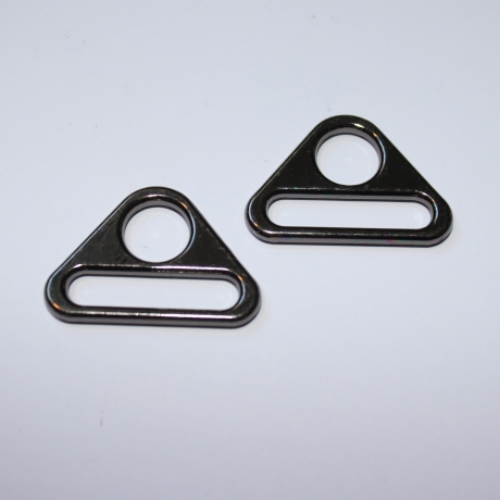 2x Dreieck-Schlaufe 25 mm schwarz-silber Triangel-Ring