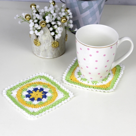 2er Set gehäkelte Untersetzer | Mug Rug | Gläser | Tassen