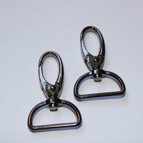 2x Karabinerhaken 25 mm schwarz-silber Taschenkarabiner