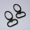 2x Karabinerhaken 25 mm oval schwarz-silber schwarz-nickel