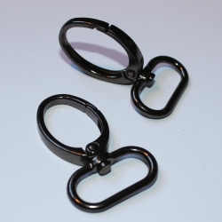 2x Karabinerhaken 25 mm oval schwarz-silber schwarz-nickel