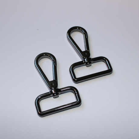 2x Karabinerhaken 30 mm schwarz-silber flach rechteckige Öse