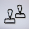 2x Karabinerhaken 30 mm schwarz-silber flach rechteckige Öse