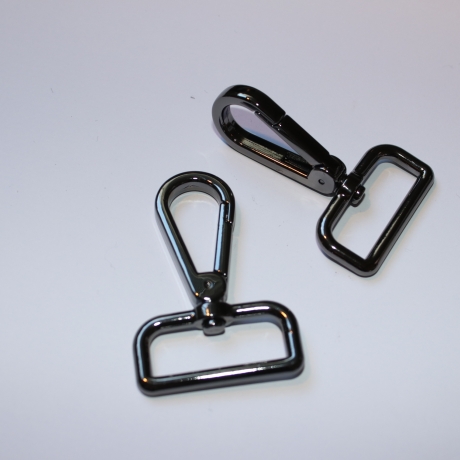 2x Karabinerhaken 30 mm schwarz-silber flach rechteckige Öse