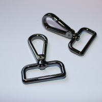 2x Karabinerhaken 30 mm schwarz-silber flach rechteckige Öse