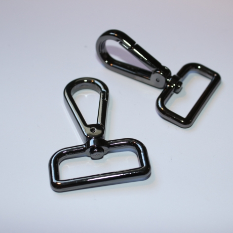 2x Karabinerhaken 30 mm schwarz-silber flach rechteckige Öse