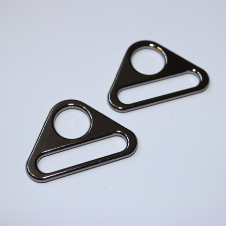 2x Dreieck-Schlaufe 30 mm schwarz-silber Triangel-Ring