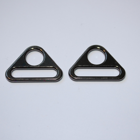 2x Dreieck-Schlaufe 30 mm schwarz-silber Triangel-Ring