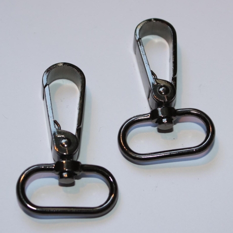 2x Karabinerhaken 25 mm schwarz-silber leicht