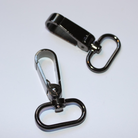 2x Karabinerhaken 25 mm schwarz-silber leicht