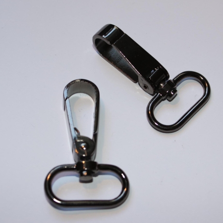 2x Karabinerhaken 25 mm schwarz-silber leicht