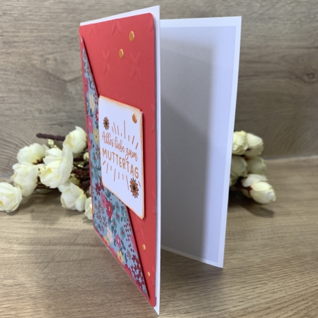 Karte zum Muttertag - Grußkarte - rot - Blumen - Alles Liebe