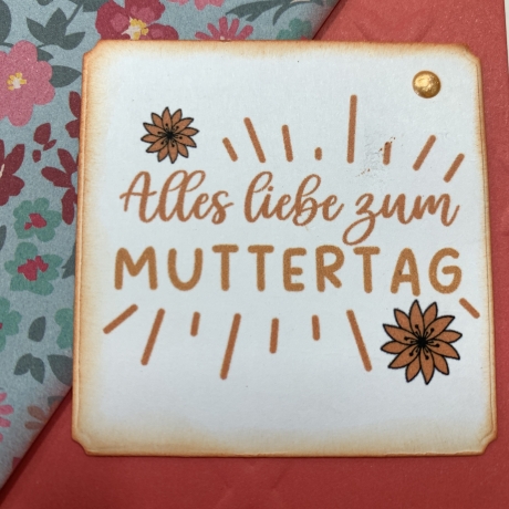 Karte zum Muttertag - Grußkarte - rot - Blumen - Alles Liebe