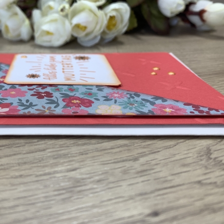 Karte zum Muttertag - Grußkarte - rot - Blumen - Alles Liebe