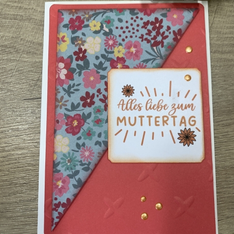 Karte zum Muttertag - Grußkarte - rot - Blumen - Alles Liebe