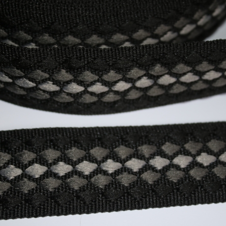 Gurtband 38 mm 3D-Effekt Raute mehrfarbig schwarz grau anthrazit