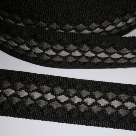 Gurtband 38 mm 3D-Effekt Raute mehrfarbig schwarz grau anthrazit