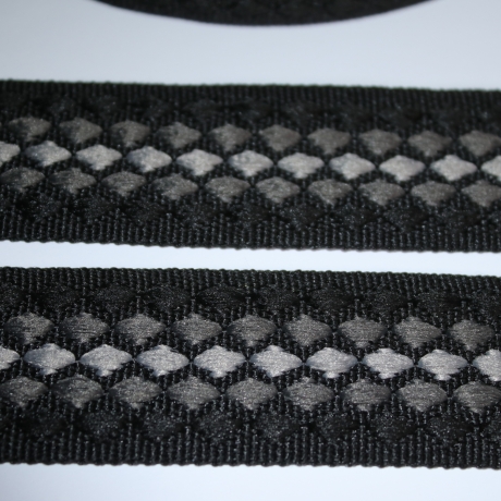 Gurtband 38 mm 3D-Effekt Raute mehrfarbig schwarz grau anthrazit