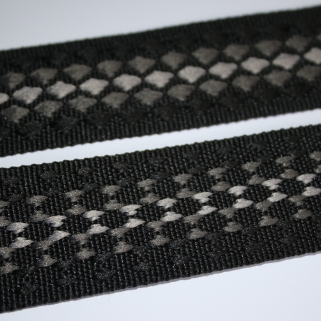 Gurtband 38 mm 3D-Effekt Raute mehrfarbig schwarz grau anthrazit