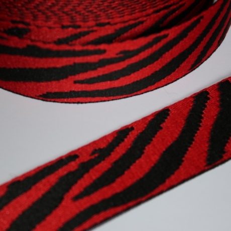 Gurtband Zebra Muster 38 mm rot schwarz Zebra-Design Tiger
