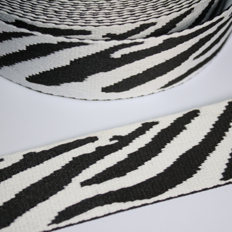 Gurtband Zebra Muster 38 mm weiß schwarz Zebra-Design Tiger