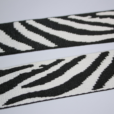 Gurtband Zebra Muster 38 mm weiß schwarz Zebra-Design Tiger