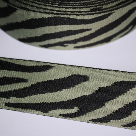 Gurtband Zebra Muster 38 mm grün schwarz Zebra-Design Tiger